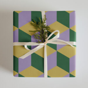 Green and Purple 3D Squares Wrapping Paper