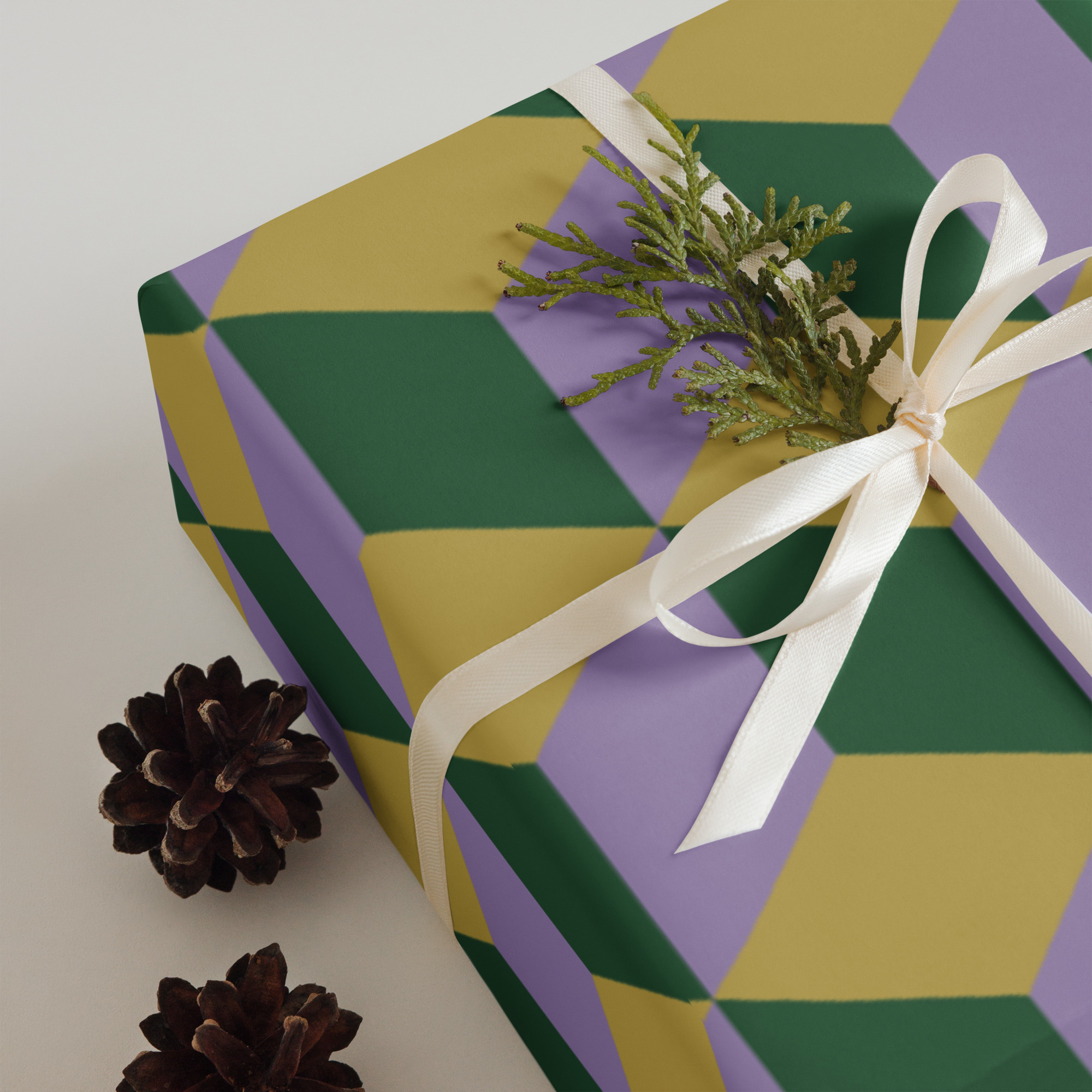 Green and Purple 3D Squares Wrapping Paper - Image 2