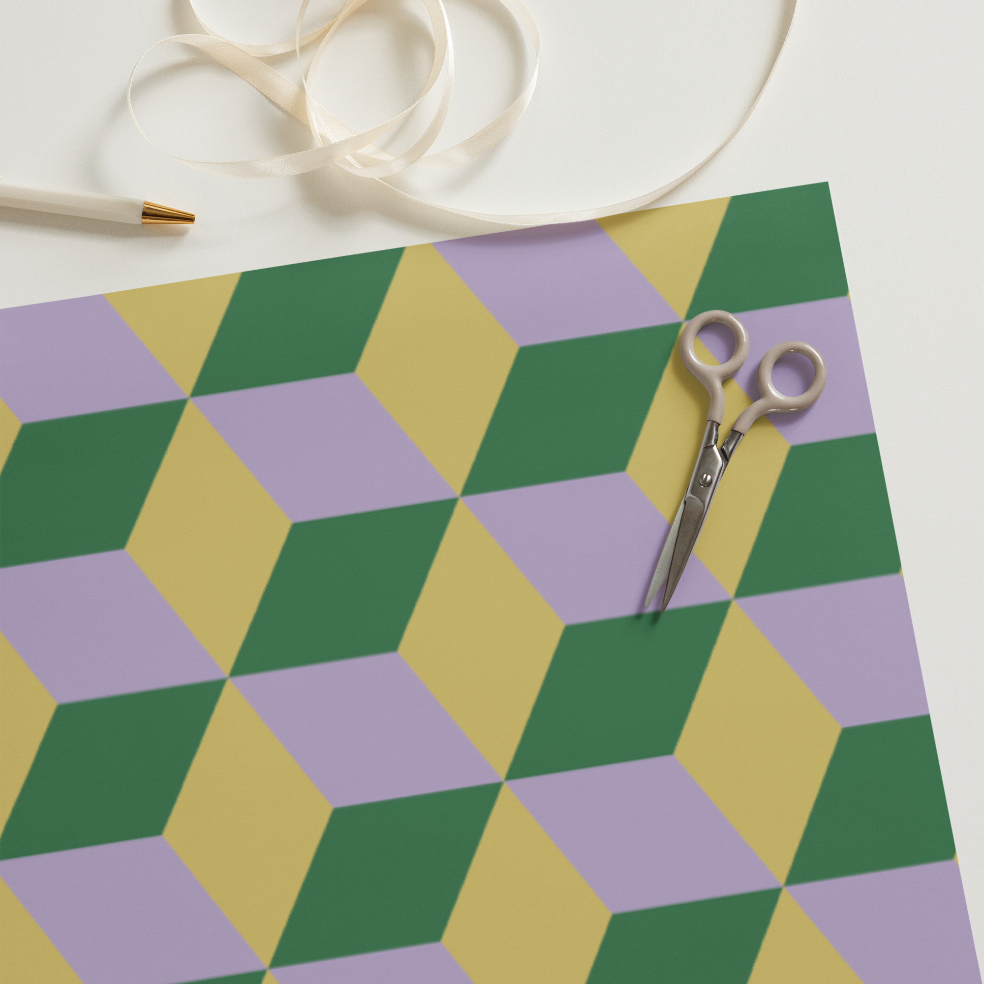 Green and Purple 3D Squares Wrapping Paper - Image 4