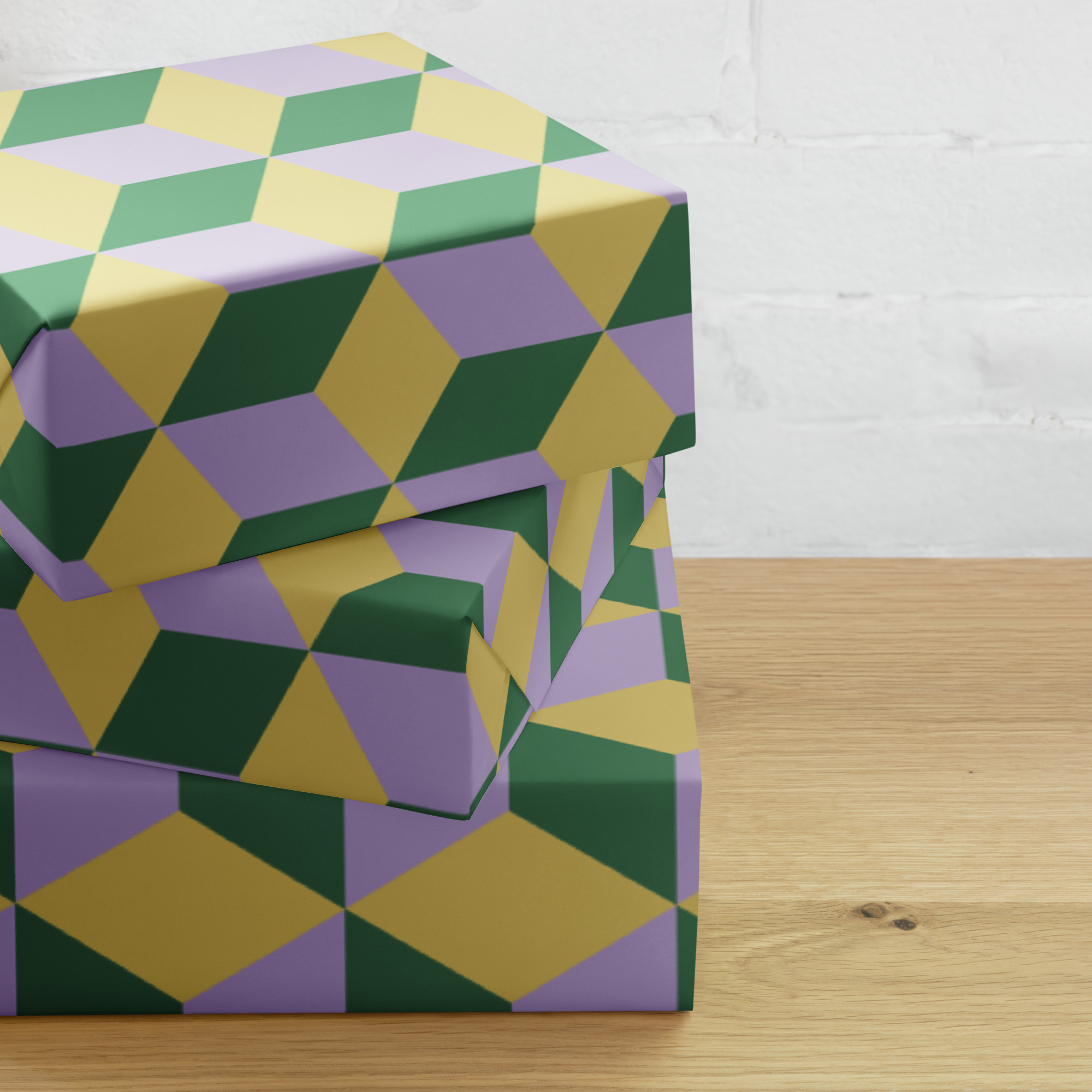 Green and Purple 3D Squares Wrapping Paper - Image 5